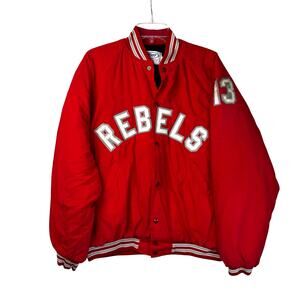 Vintage Neff Rebels Varsity Jacket XL Red Streetwear Made in USA